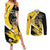 Custom Antigua and Barbuda Football Couples Matching Summer Maxi Dress and Long Sleeve Button Shirt Go Benna Boys Sporty Deer Mascot
