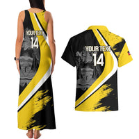 Custom Antigua and Barbuda Football Couples Matching Tank Maxi Dress and Hawaiian Shirt Go Benna Boys Sporty Deer Mascot