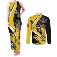 Custom Antigua and Barbuda Football Couples Matching Tank Maxi Dress and Long Sleeve Button Shirt Go Benna Boys Sporty Deer Mascot