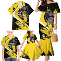 Custom Antigua and Barbuda Football Family Matching Mermaid Dress and Hawaiian Shirt Go Benna Boys Sporty Deer Mascot