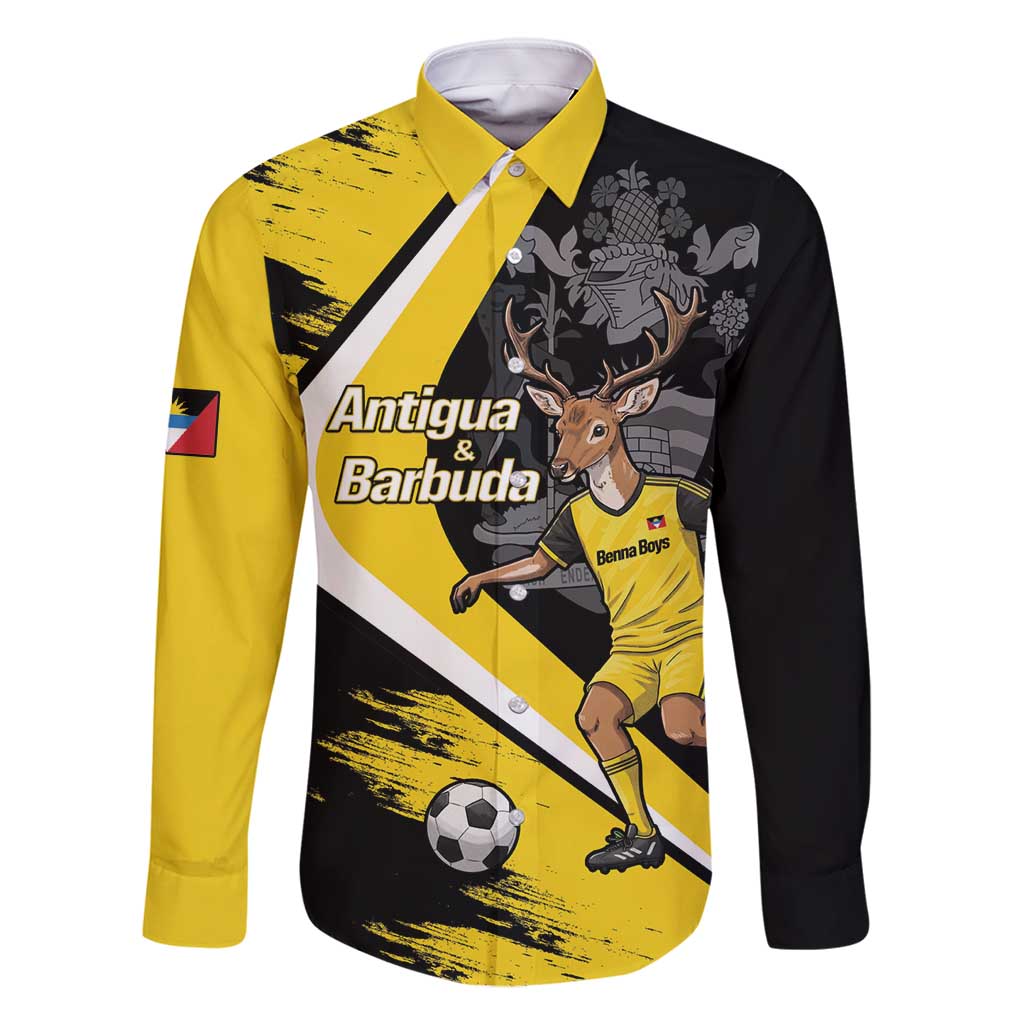 Custom Antigua and Barbuda Football Family Matching Mermaid Dress and Hawaiian Shirt Go Benna Boys Sporty Deer Mascot