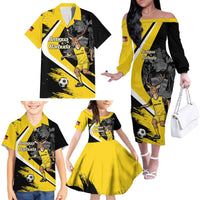 Custom Antigua and Barbuda Football Family Matching Off The Shoulder Long Sleeve Dress and Hawaiian Shirt Go Benna Boys Sporty Deer Mascot