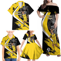 Custom Antigua and Barbuda Football Family Matching Off Shoulder Maxi Dress and Hawaiian Shirt Go Benna Boys Sporty Deer Mascot