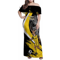 Custom Antigua and Barbuda Football Family Matching Off Shoulder Maxi Dress and Hawaiian Shirt Go Benna Boys Sporty Deer Mascot