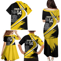 Custom Antigua and Barbuda Football Family Matching Puletasi and Hawaiian Shirt Go Benna Boys Sporty Deer Mascot