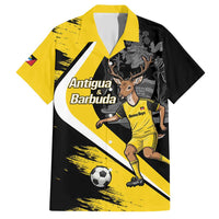 Custom Antigua and Barbuda Football Family Matching Short Sleeve Bodycon Dress and Hawaiian Shirt Go Benna Boys Sporty Deer Mascot