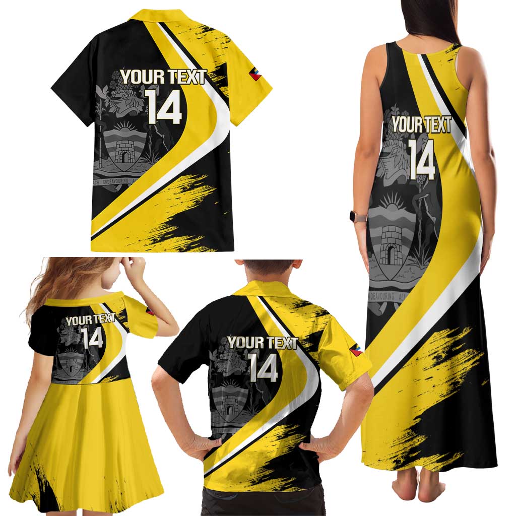 Custom Antigua and Barbuda Football Family Matching Tank Maxi Dress and Hawaiian Shirt Go Benna Boys Sporty Deer Mascot