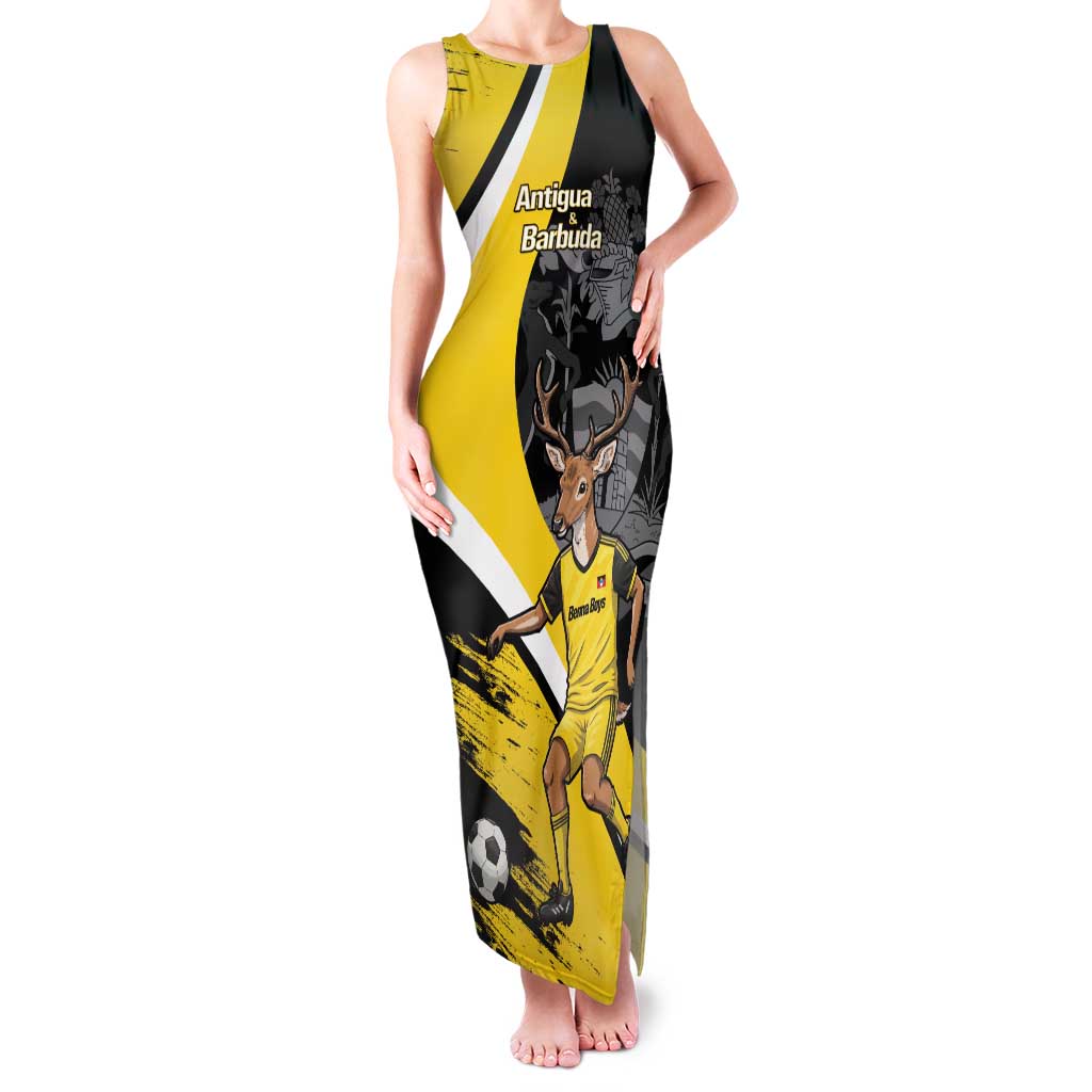 Custom Antigua and Barbuda Football Family Matching Tank Maxi Dress and Hawaiian Shirt Go Benna Boys Sporty Deer Mascot