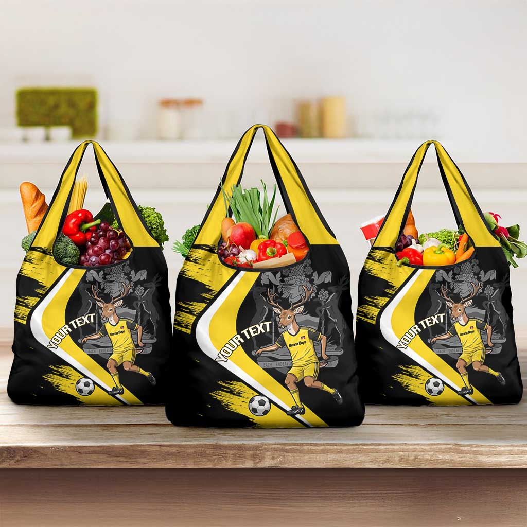 Custom Antigua and Barbuda Football Grocery Bag Go Benna Boys Sporty Deer Mascot