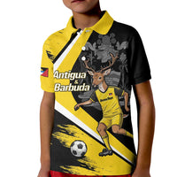 Custom Antigua and Barbuda Football Kid Polo Shirt Go Benna Boys Sporty Deer Mascot