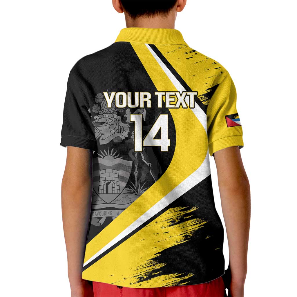 Custom Antigua and Barbuda Football Kid Polo Shirt Go Benna Boys Sporty Deer Mascot