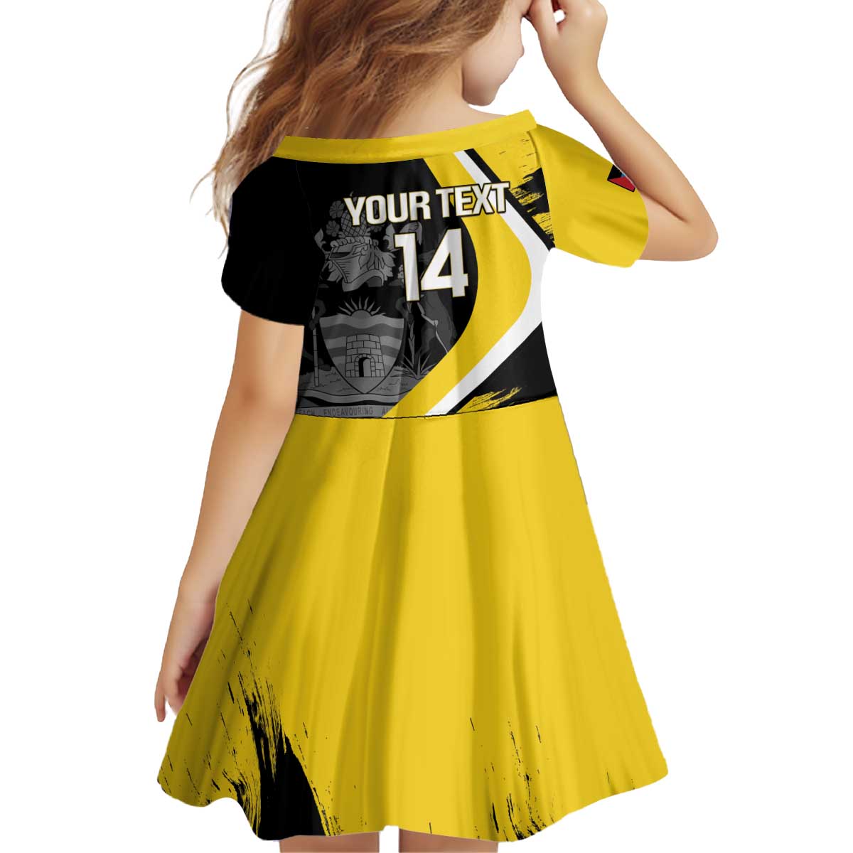 Custom Antigua and Barbuda Football Kid Short Sleeve Dress Go Benna Boys Sporty Deer Mascot