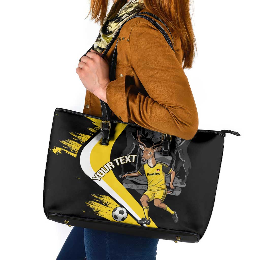 Custom Antigua and Barbuda Football Leather Tote Bag Go Benna Boys Sporty Deer Mascot
