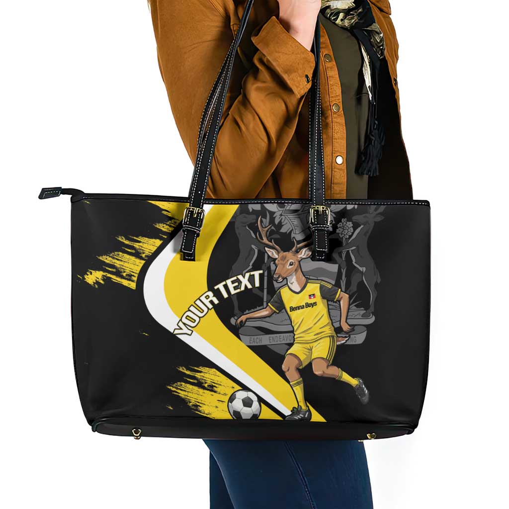 Custom Antigua and Barbuda Football Leather Tote Bag Go Benna Boys Sporty Deer Mascot