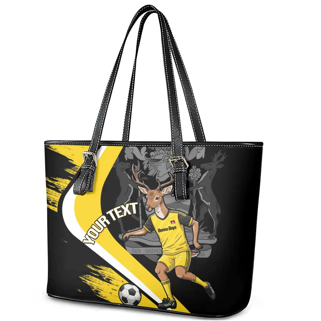 Custom Antigua and Barbuda Football Leather Tote Bag Go Benna Boys Sporty Deer Mascot