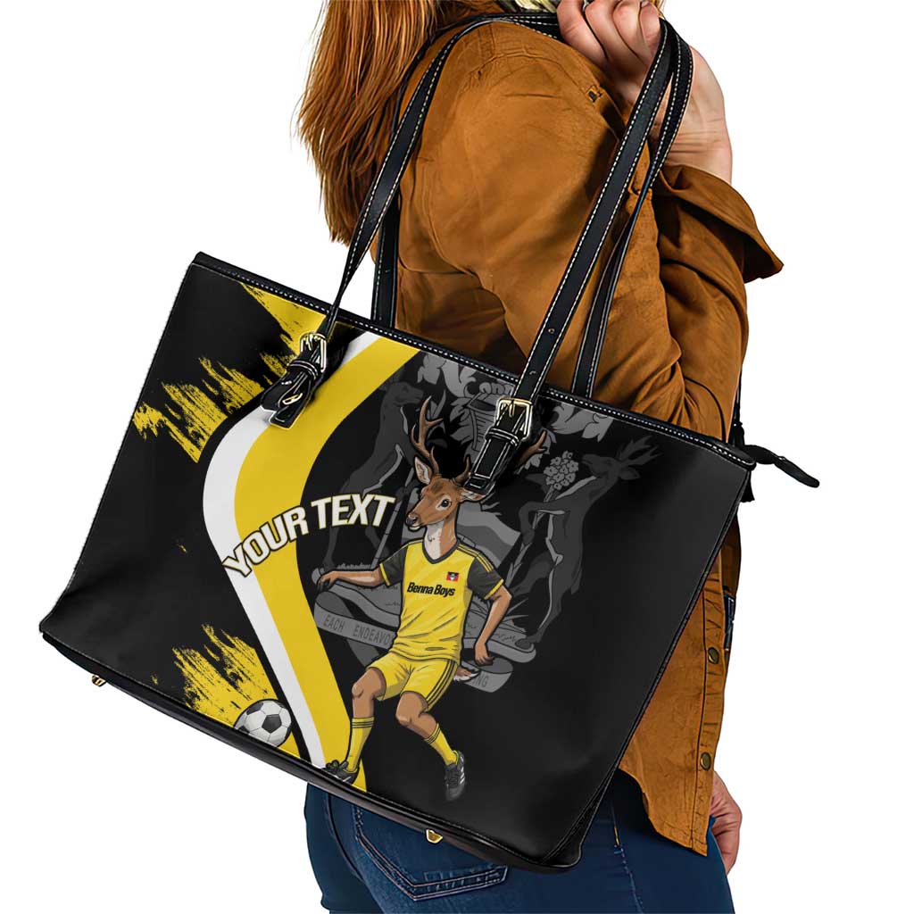 Custom Antigua and Barbuda Football Leather Tote Bag Go Benna Boys Sporty Deer Mascot