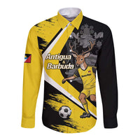 Custom Antigua and Barbuda Football Long Sleeve Button Shirt Go Benna Boys Sporty Deer Mascot