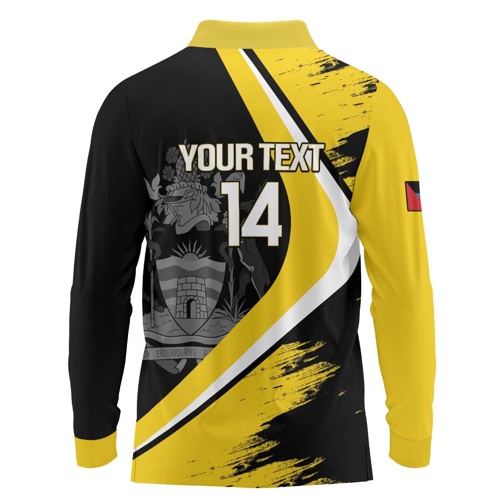 Custom Antigua and Barbuda Football Long Sleeve Polo Shirt Go Benna Boys Sporty Deer Mascot