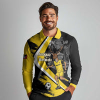 Custom Antigua and Barbuda Football Long Sleeve Polo Shirt Go Benna Boys Sporty Deer Mascot