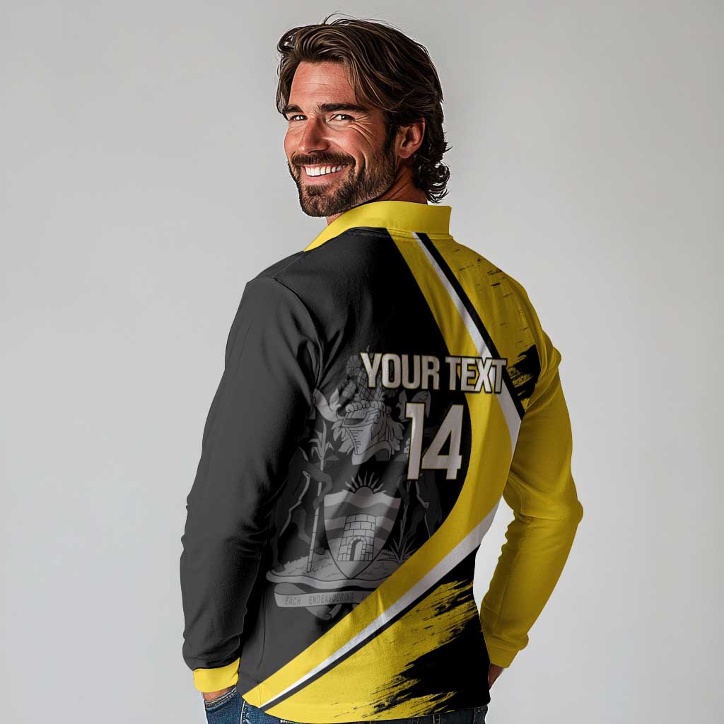 Custom Antigua and Barbuda Football Long Sleeve Polo Shirt Go Benna Boys Sporty Deer Mascot