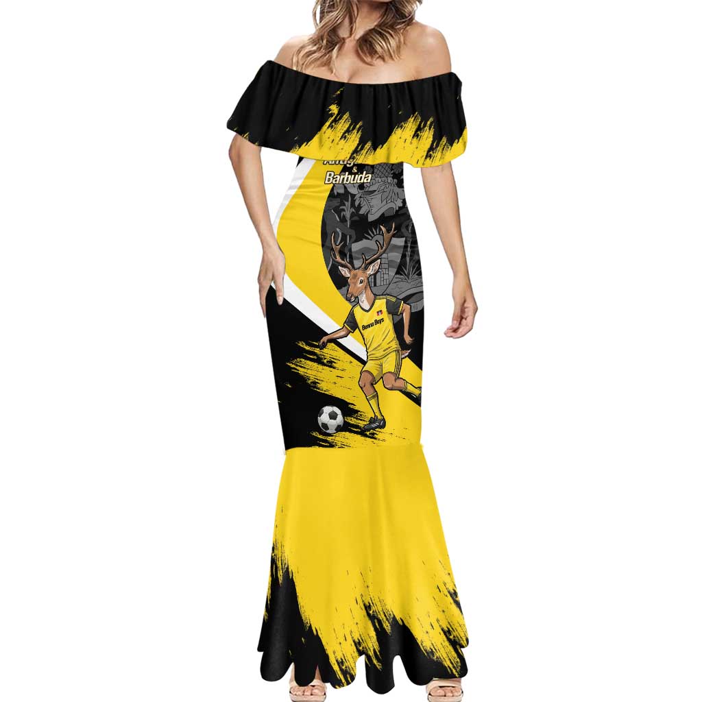 Custom Antigua and Barbuda Football Mermaid Dress Go Benna Boys Sporty Deer Mascot
