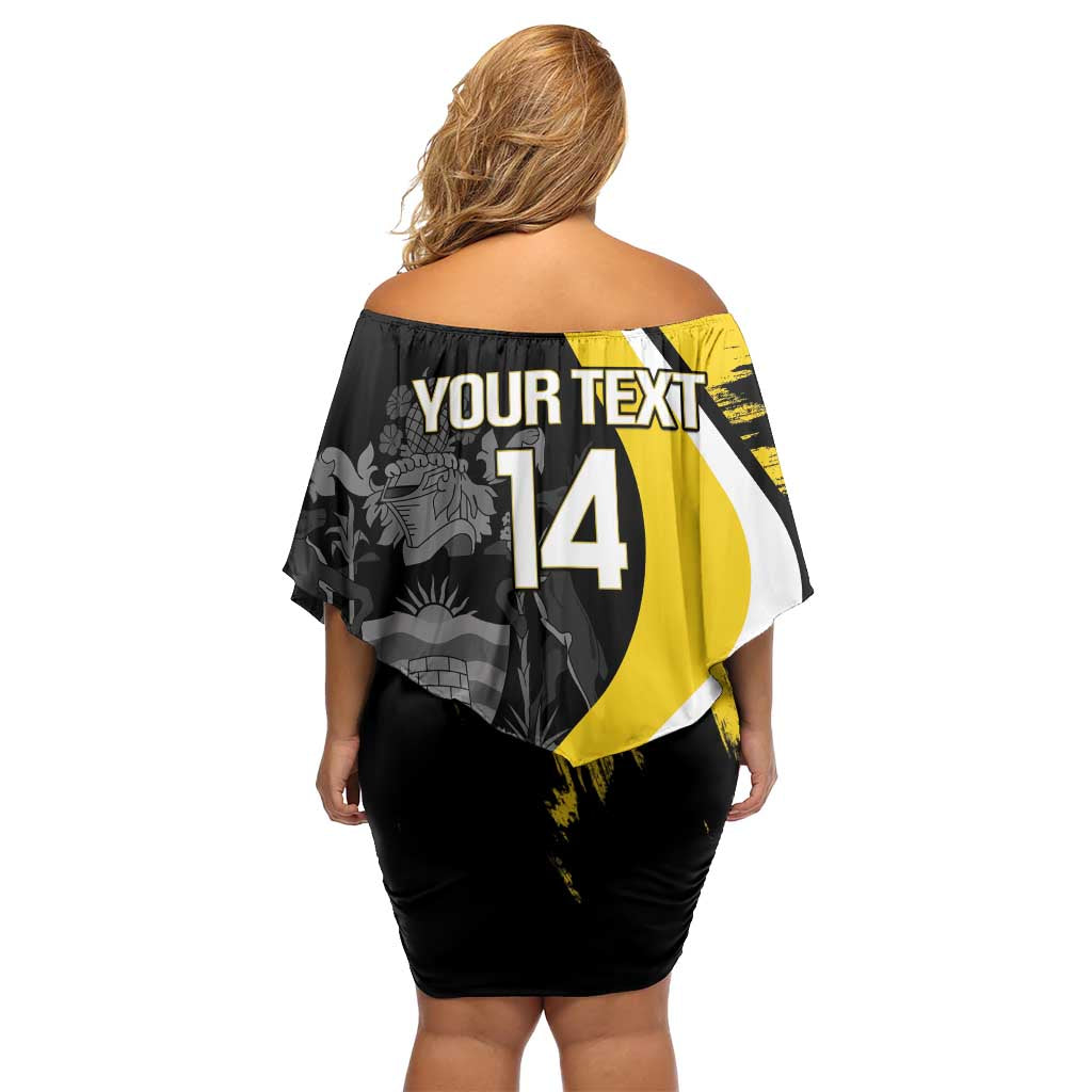 Custom Antigua and Barbuda Football Off Shoulder Short Dress Go Benna Boys Sporty Deer Mascot