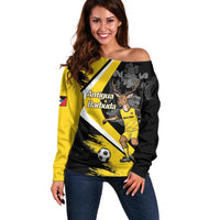 Custom Antigua and Barbuda Football Off Shoulder Sweater Go Benna Boys Sporty Deer Mascot