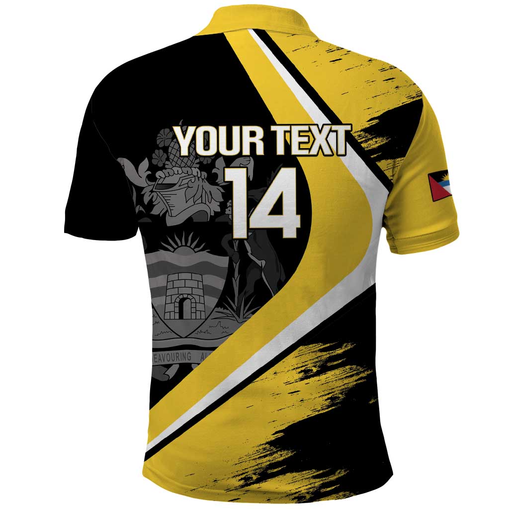 Custom Antigua and Barbuda Football Polo Shirt Go Benna Boys Sporty Deer Mascot