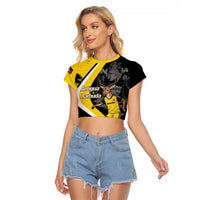 Custom Antigua and Barbuda Football Raglan Cropped T Shirt Go Benna Boys Sporty Deer Mascot