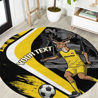 Custom Antigua and Barbuda Football Round Carpet Go Benna Boys Sporty Deer Mascot
