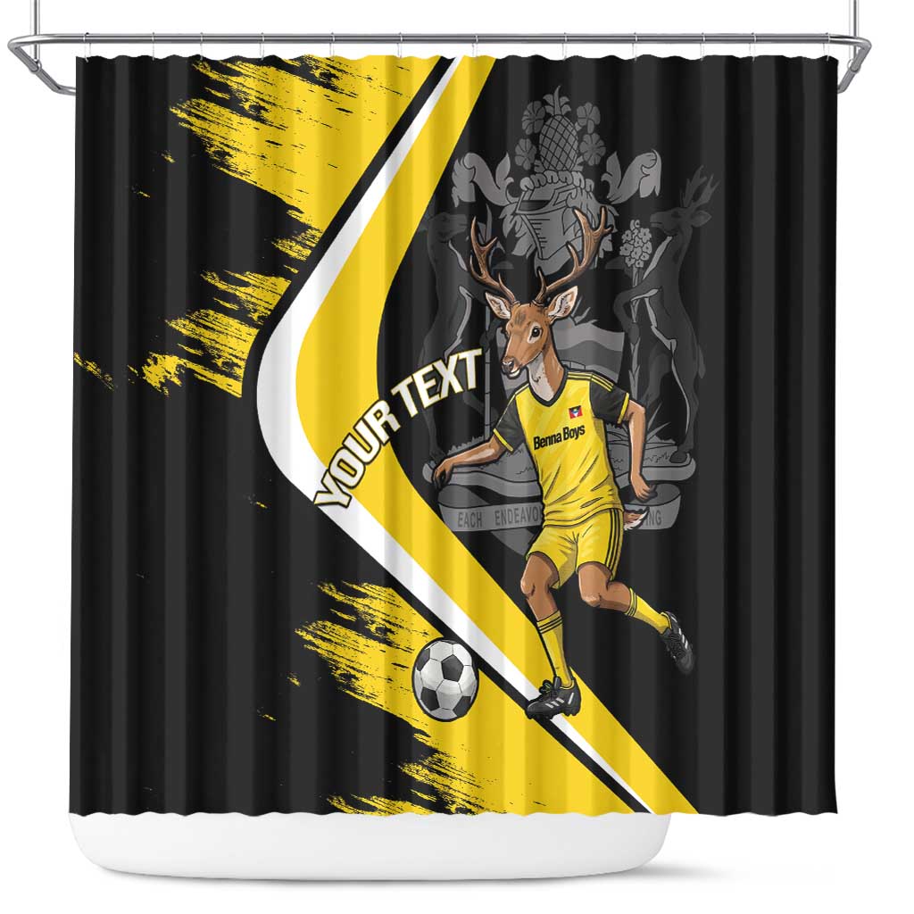 Custom Antigua and Barbuda Football Shower Curtain Go Benna Boys Sporty Deer Mascot