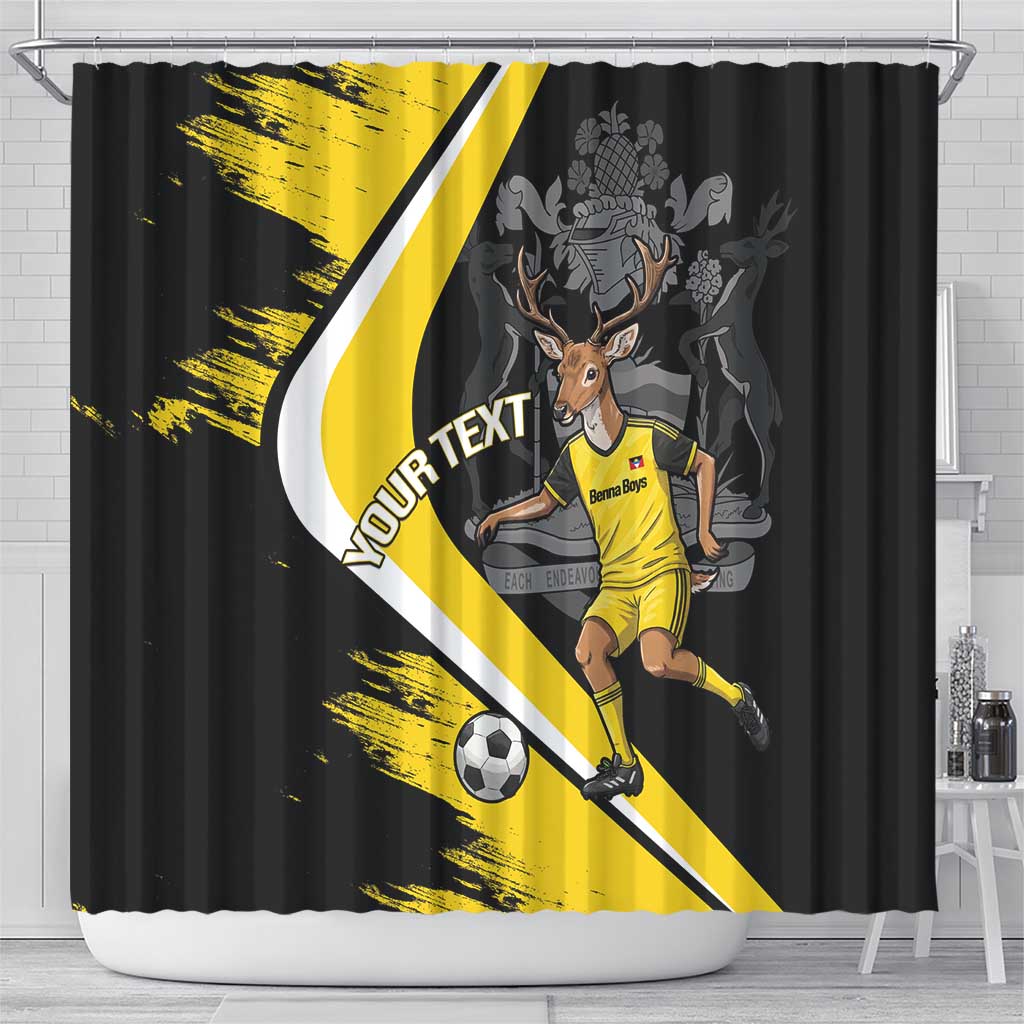 Custom Antigua and Barbuda Football Shower Curtain Go Benna Boys Sporty Deer Mascot