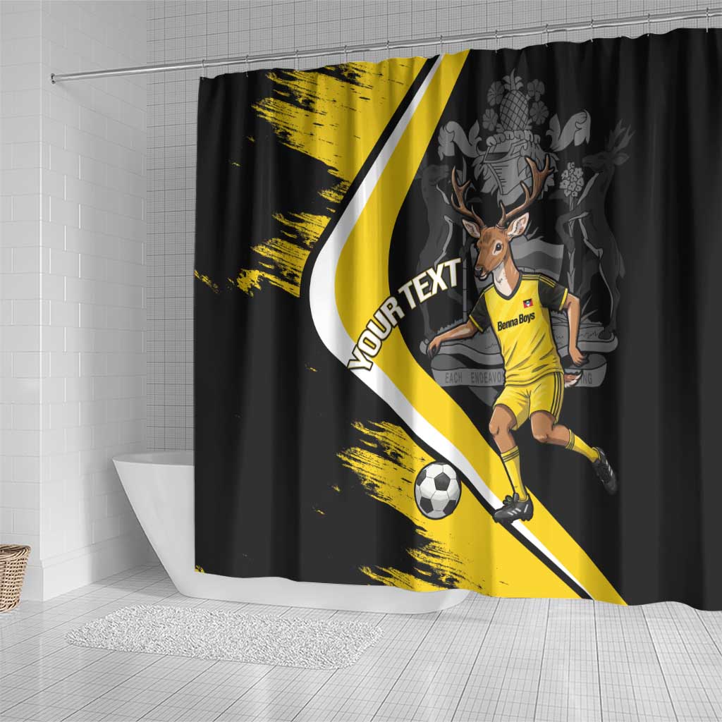 Custom Antigua and Barbuda Football Shower Curtain Go Benna Boys Sporty Deer Mascot
