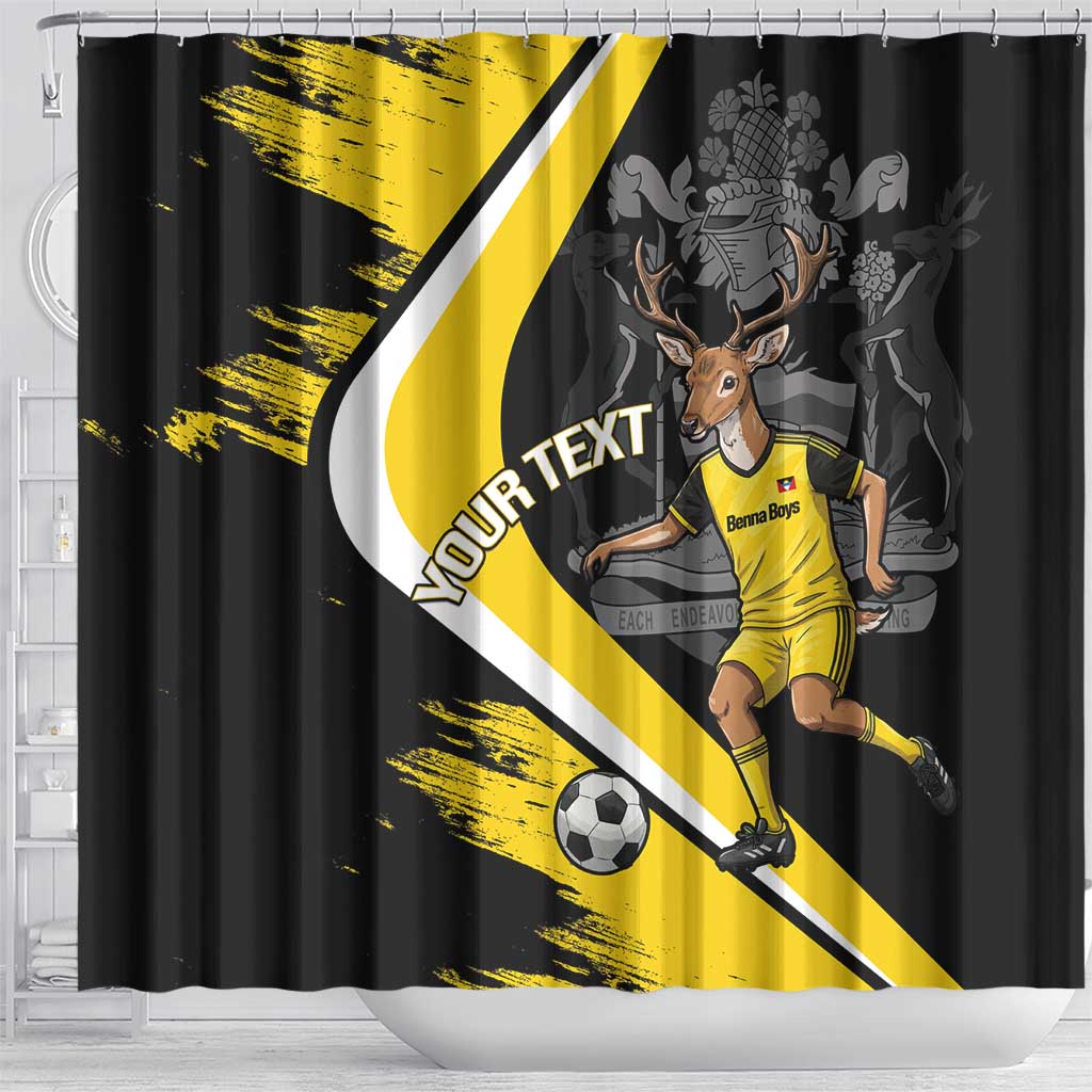 Custom Antigua and Barbuda Football Shower Curtain Go Benna Boys Sporty Deer Mascot