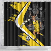 Custom Antigua and Barbuda Football Shower Curtain Go Benna Boys Sporty Deer Mascot