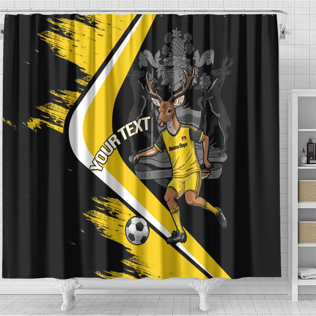 Custom Antigua and Barbuda Football Shower Curtain Go Benna Boys Sporty Deer Mascot