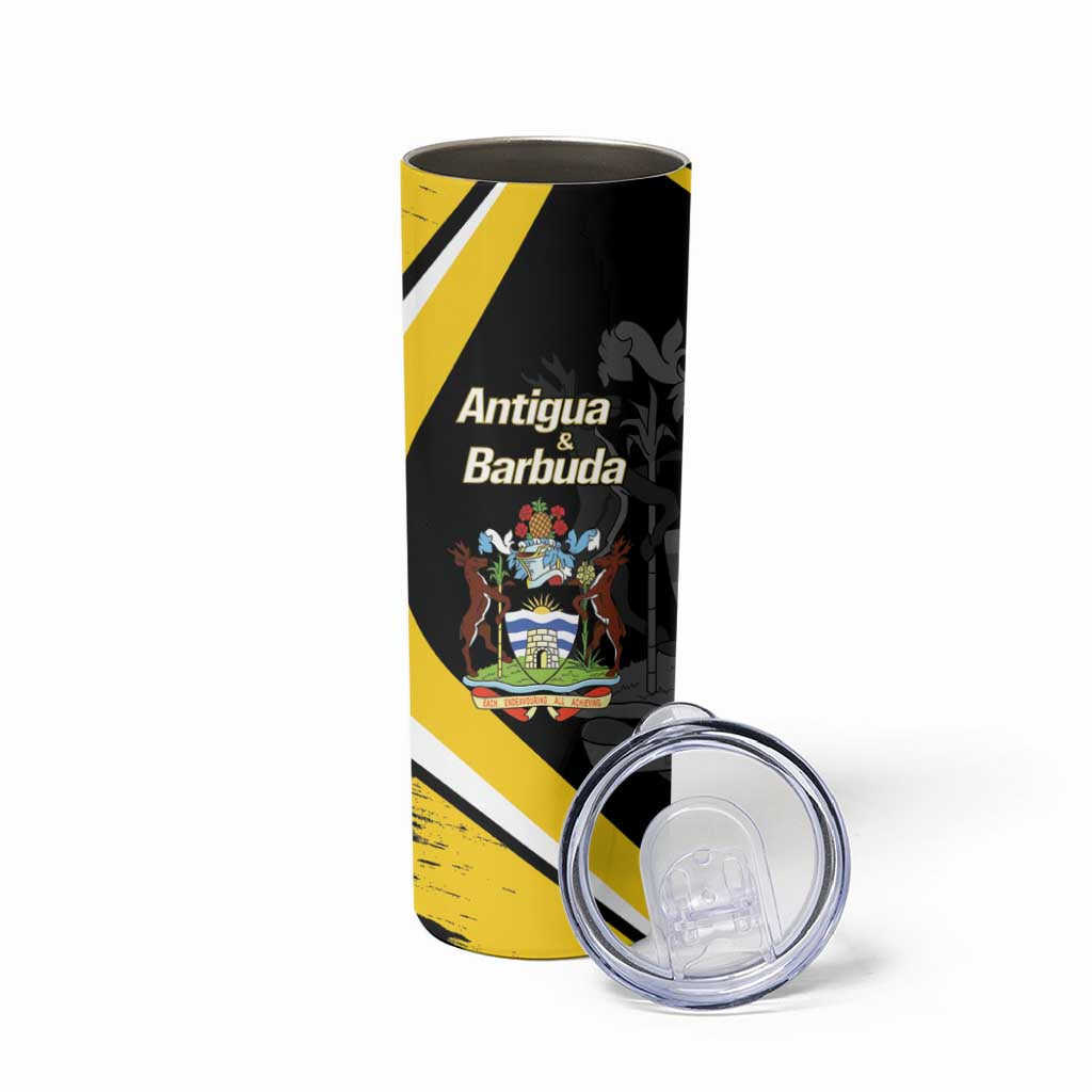 Custom Antigua and Barbuda Football Skinny Tumbler Go Benna Boys Sporty Deer Mascot