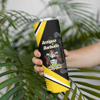 Custom Antigua and Barbuda Football Skinny Tumbler Go Benna Boys Sporty Deer Mascot