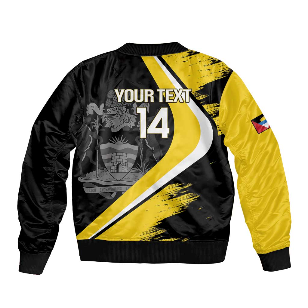 Custom Antigua and Barbuda Football Sleeve Zip Bomber Jacket Go Benna Boys Sporty Deer Mascot