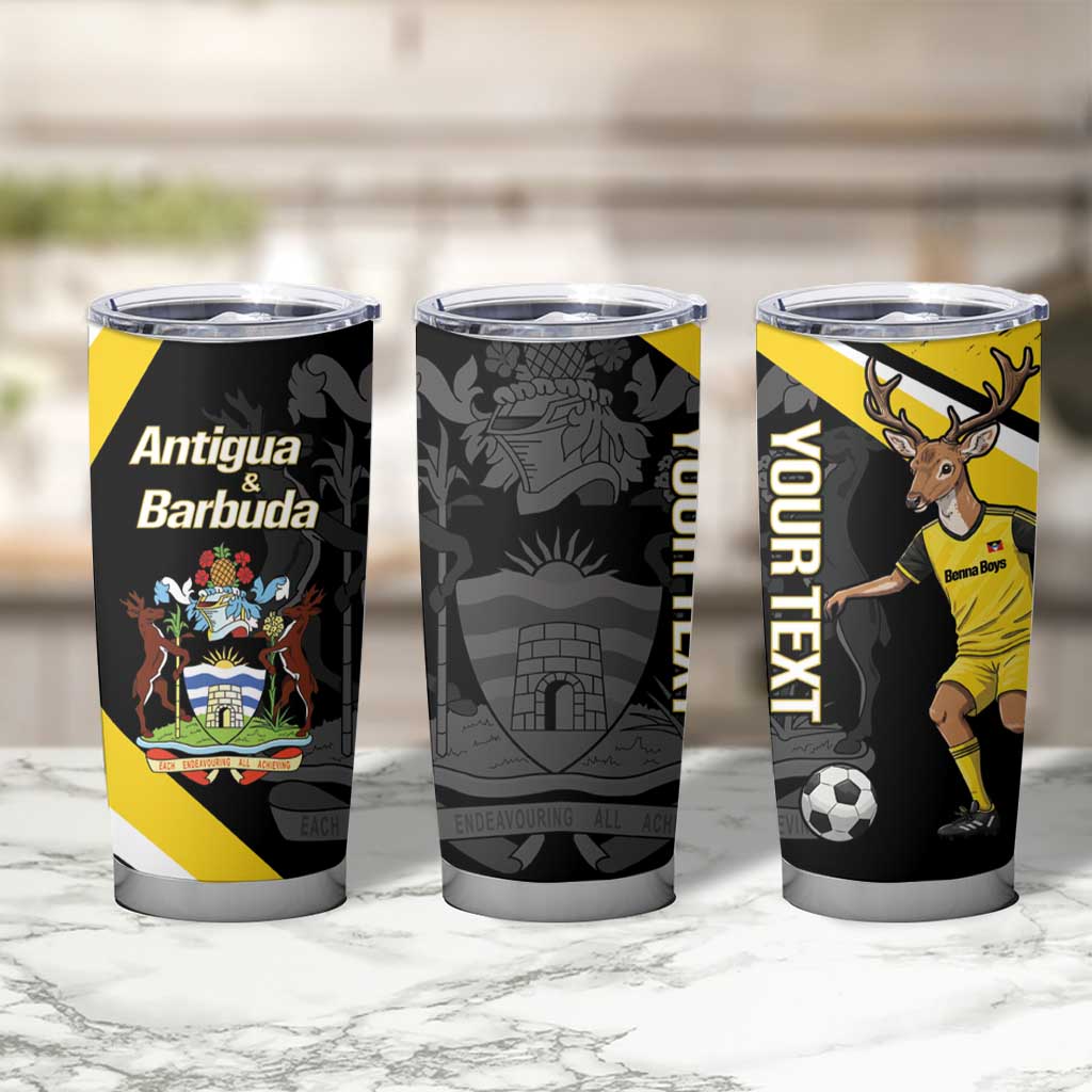 Custom Antigua and Barbuda Football Tumbler Cup Go Benna Boys Sporty Deer Mascot