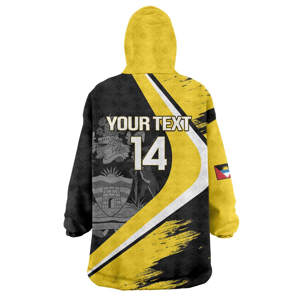 Custom Antigua and Barbuda Football Wearable Blanket Hoodie Go Benna Boys Sporty Deer Mascot