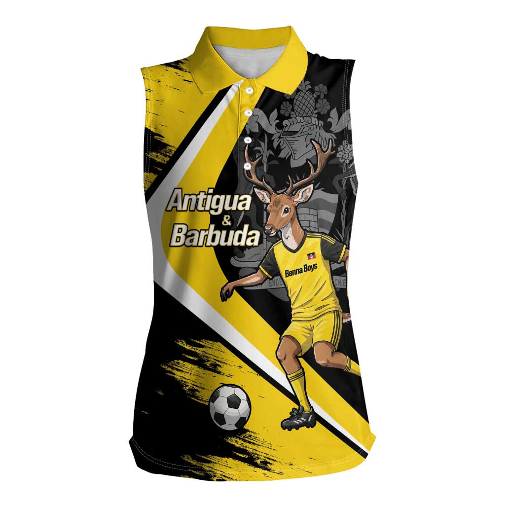 Custom Antigua and Barbuda Football Women Sleeveless Polo Shirt Go Benna Boys Sporty Deer Mascot