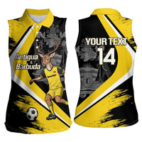 Custom Antigua and Barbuda Football Women Sleeveless Polo Shirt Go Benna Boys Sporty Deer Mascot