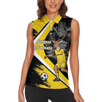 Custom Antigua and Barbuda Football Women Sleeveless Polo Shirt Go Benna Boys Sporty Deer Mascot