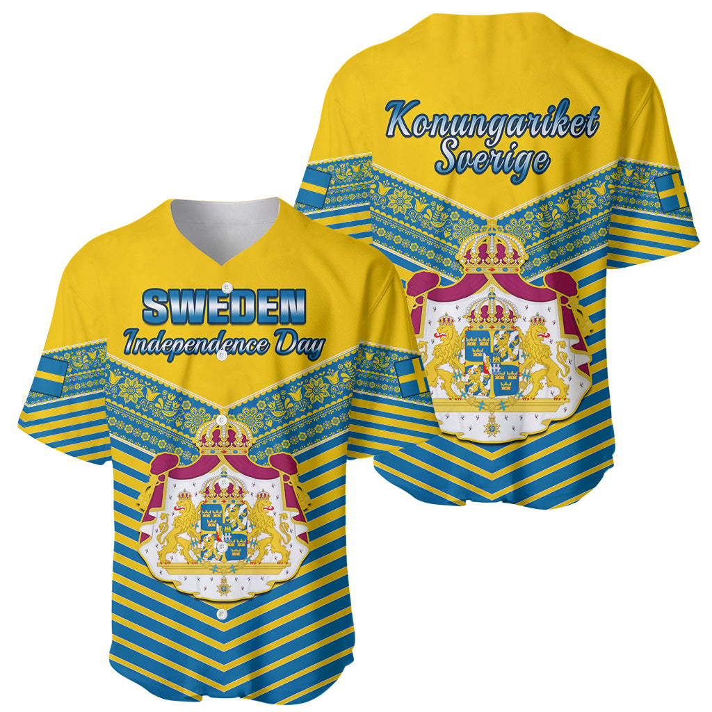 Sweden Baseball Jersey Swedish Independence Day Scandinavia Pattern - Wonder Print Shop