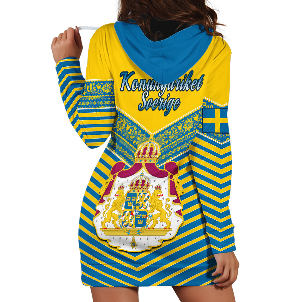 Sweden Hoodie Dress Swedish Independence Day Scandinavia Pattern - Wonder Print Shop