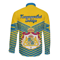 Sweden Long Sleeve Button Shirt Swedish Independence Day Scandinavia Pattern - Wonder Print Shop