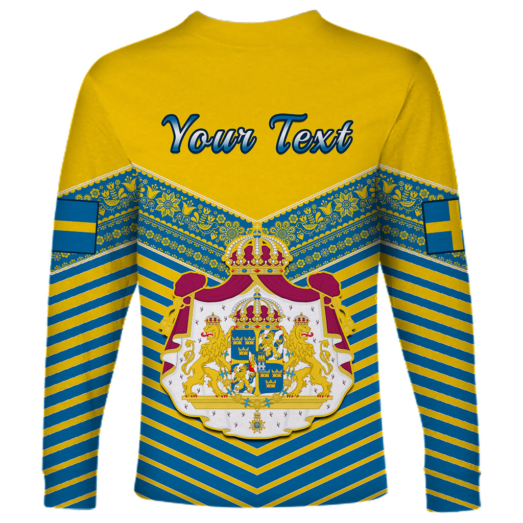 Personalised Sweden Long Sleeve Shirt Swedish Independence Day Scandinavia Pattern - Wonder Print Shop
