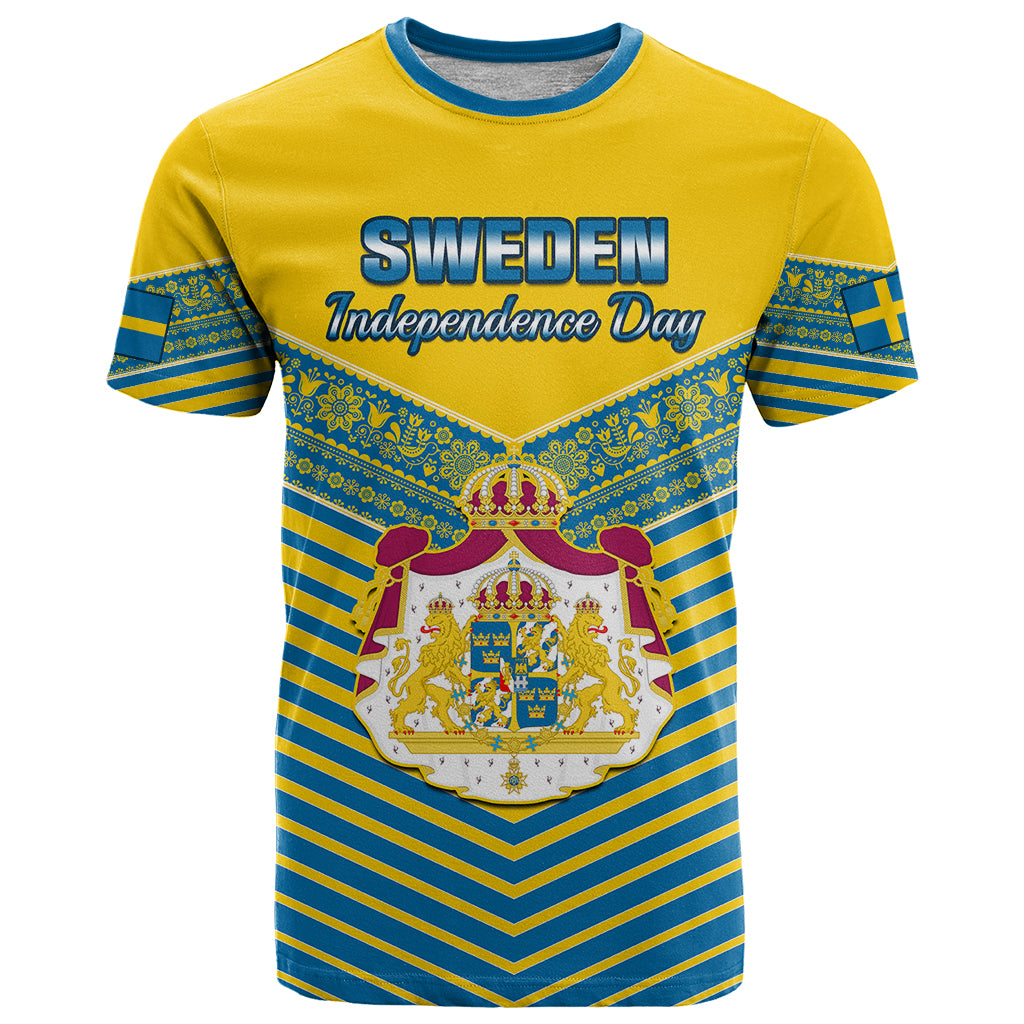 Personalised Sweden T Shirt Swedish Independence Day Scandinavia Pattern - Wonder Print Shop