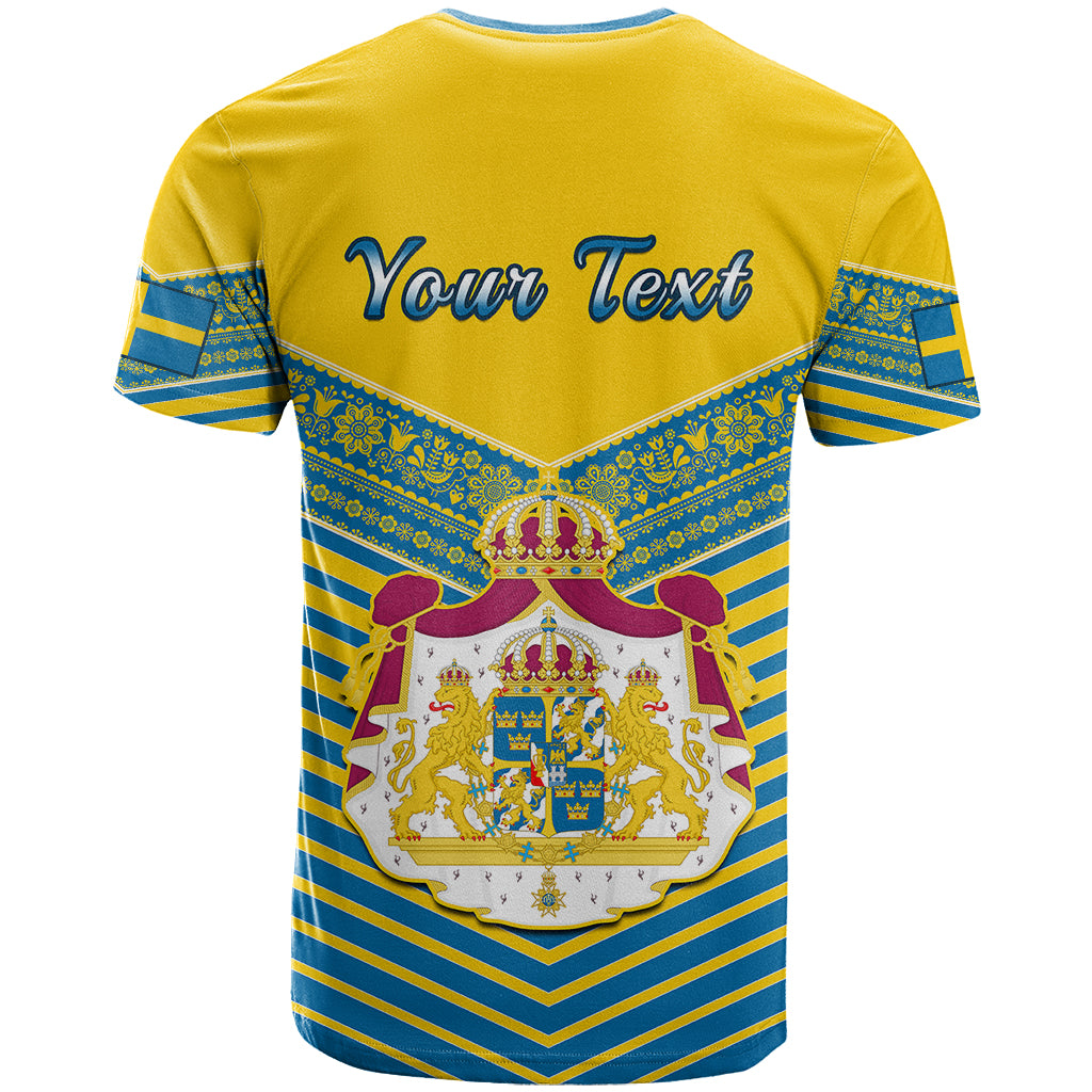 Personalised Sweden T Shirt Swedish Independence Day Scandinavia Pattern - Wonder Print Shop